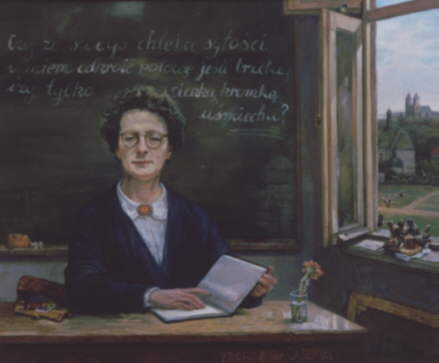 Portret Prof. Anny Jenke - autorstwa mgr Teresy i mgr Piotra Moskalw (uczniw Anny)