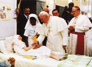 18 stycznia 1995 roku - Port Moresby (Papua-Nowa Gwinea). Spotkanie Ojca Swietego z chorymi w Kosciele Sw. Józefa