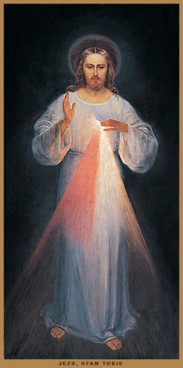 Pierwszy obraz Miosierdzia Boego, namalowany wg wskazwek  w. s. Faustyny przez E. Kazimirowskiego w Wilnie w 1934 r.